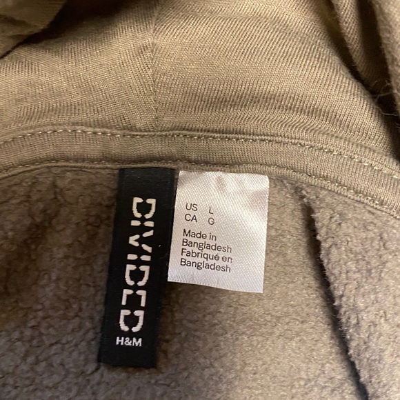 H&M (Divided) Women’s Cropped Hoodie Olive Green Size Large - Picture 5 of 6